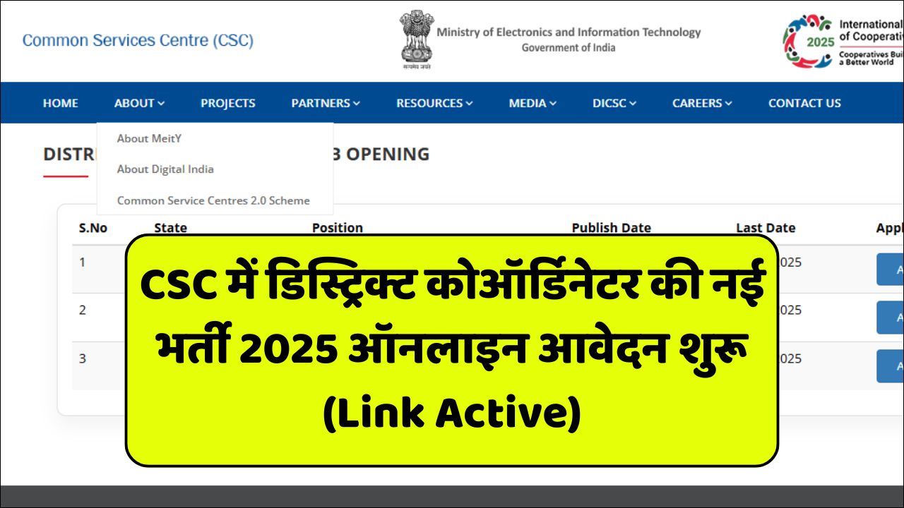 CSC District Coordinator Vacancy 2025