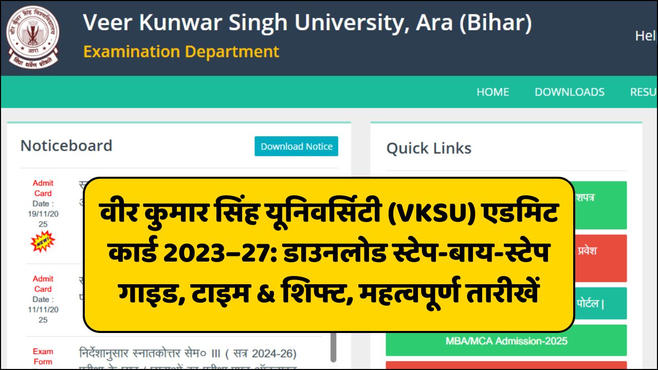 VKSU UG Semester 5 Admit Card 2023-27