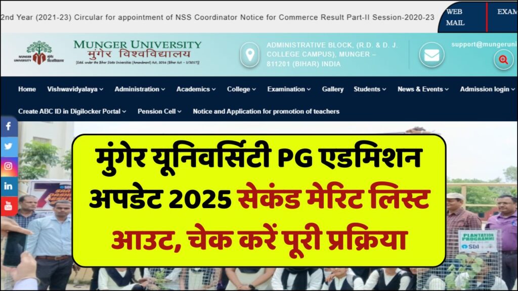 Munger University PG 2nd Merit List 2025-27