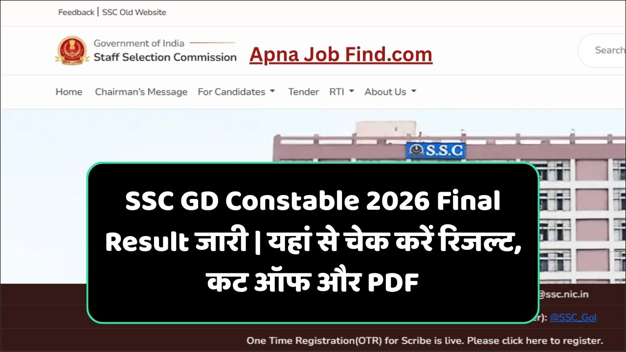 SSC GD Constable 2026 Final Result जारी | यहां से चेक करें रिजल्ट, कट ऑफ और PDF